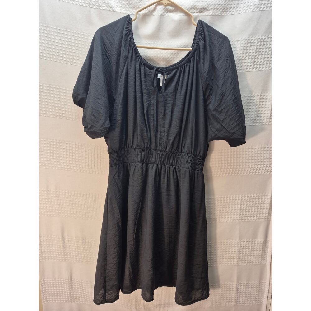 Nine West medium black knee length scoop neck henley peplum sleeve